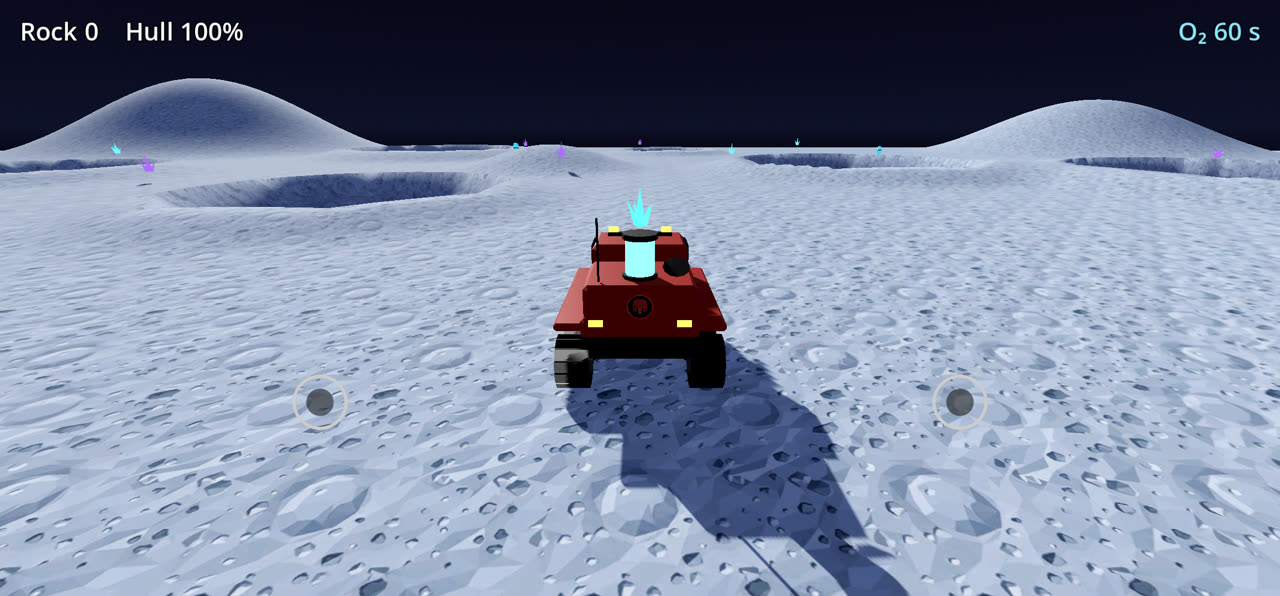 THE MOON BOY 3D: Orion's rover on the lunar surface, crystals on the horizon