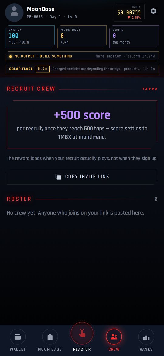 Moon Base Mini App — crew