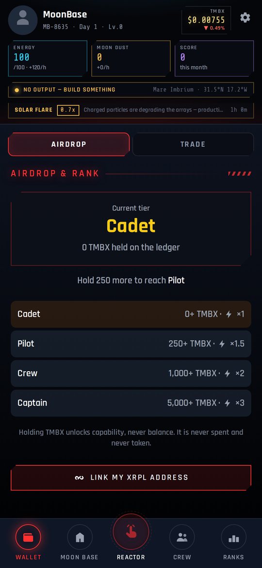Moon Base Mini App — holder tiers