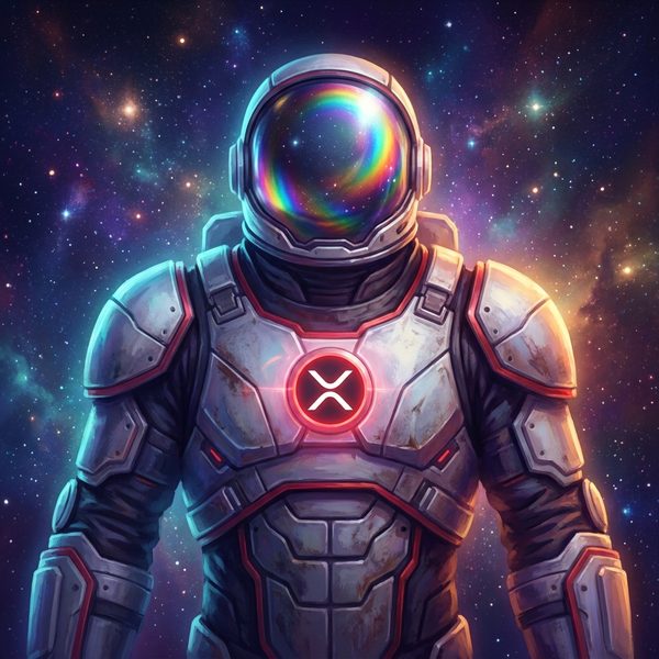 Orion Agent #0001 — a faceless armoured guardian in a mirrored visor bearing the XRP emblem