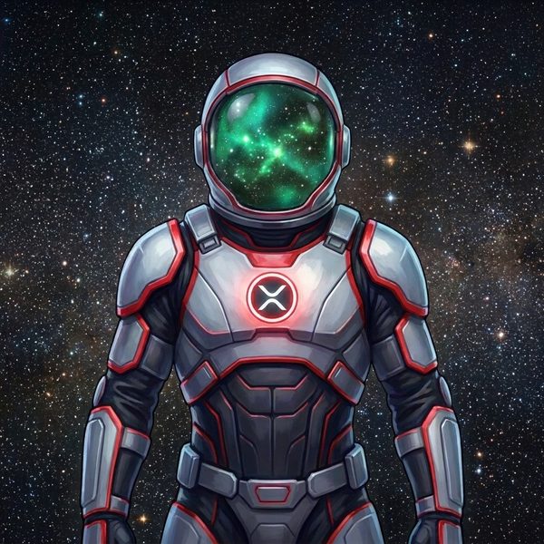 Orion Agent #0024 — a faceless armoured validator in a mirrored visor bearing the XRP emblem