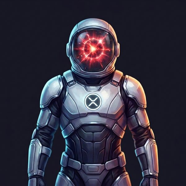 An Orion Agent: a faceless armoured guardian with a mirrored visor and the XRP emblem